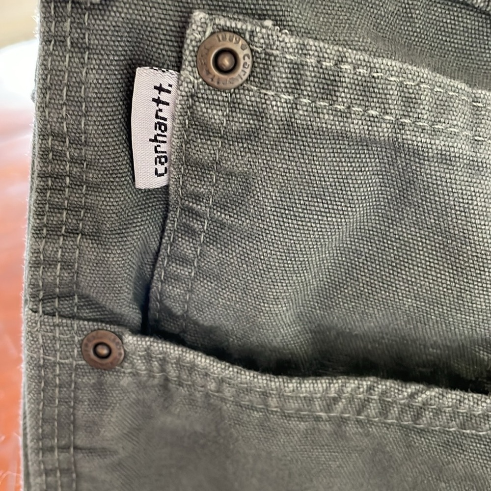 Carhartt loose fit green washed duck canvas work pants, 38 X 30 - Picture 9 of 9